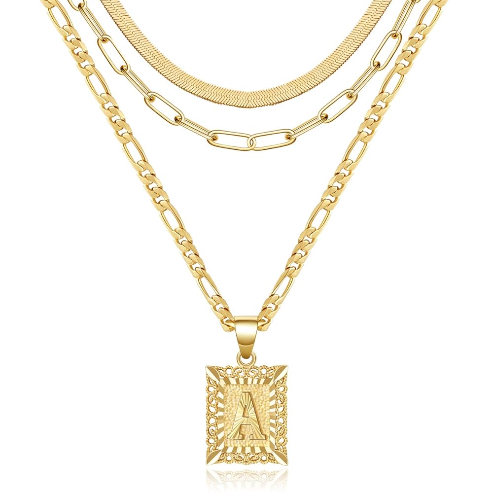 KissYan Gold Layered Necklace Set for Womens, 14K Gold